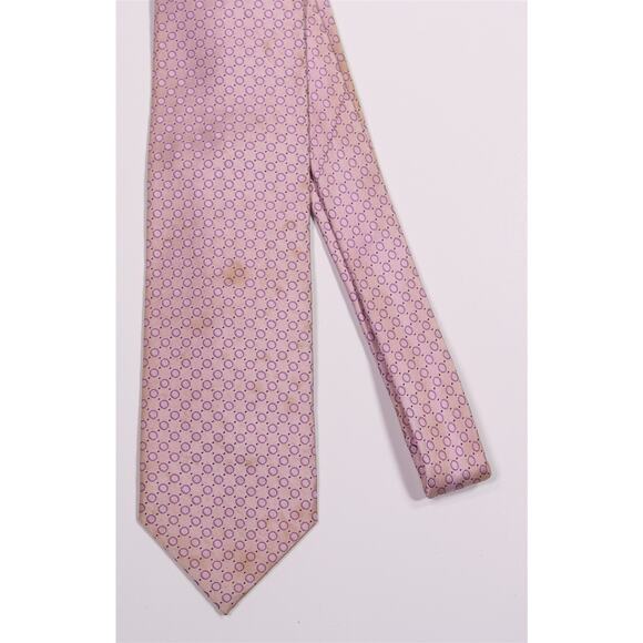 Paul Stuart Pink Polka Dots Jacquard Silk Necktie Tie Stained - Picture 3 of 7